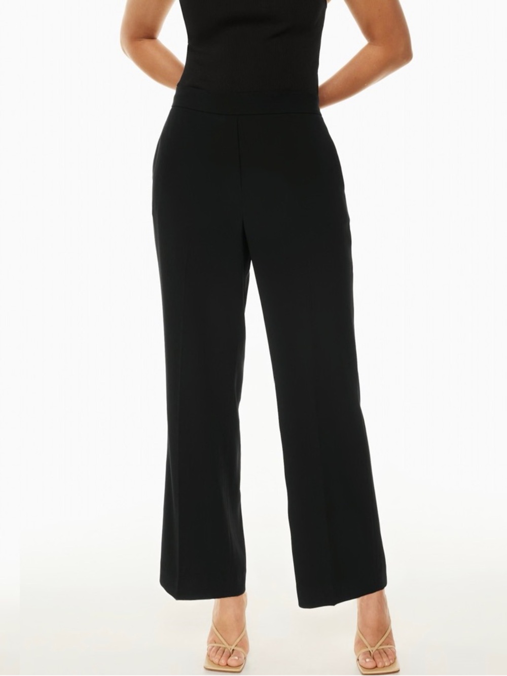 Aritzia Babaton Conan Wide Leg Ankle Pant Size 12 Pockets Elastic Waist Career